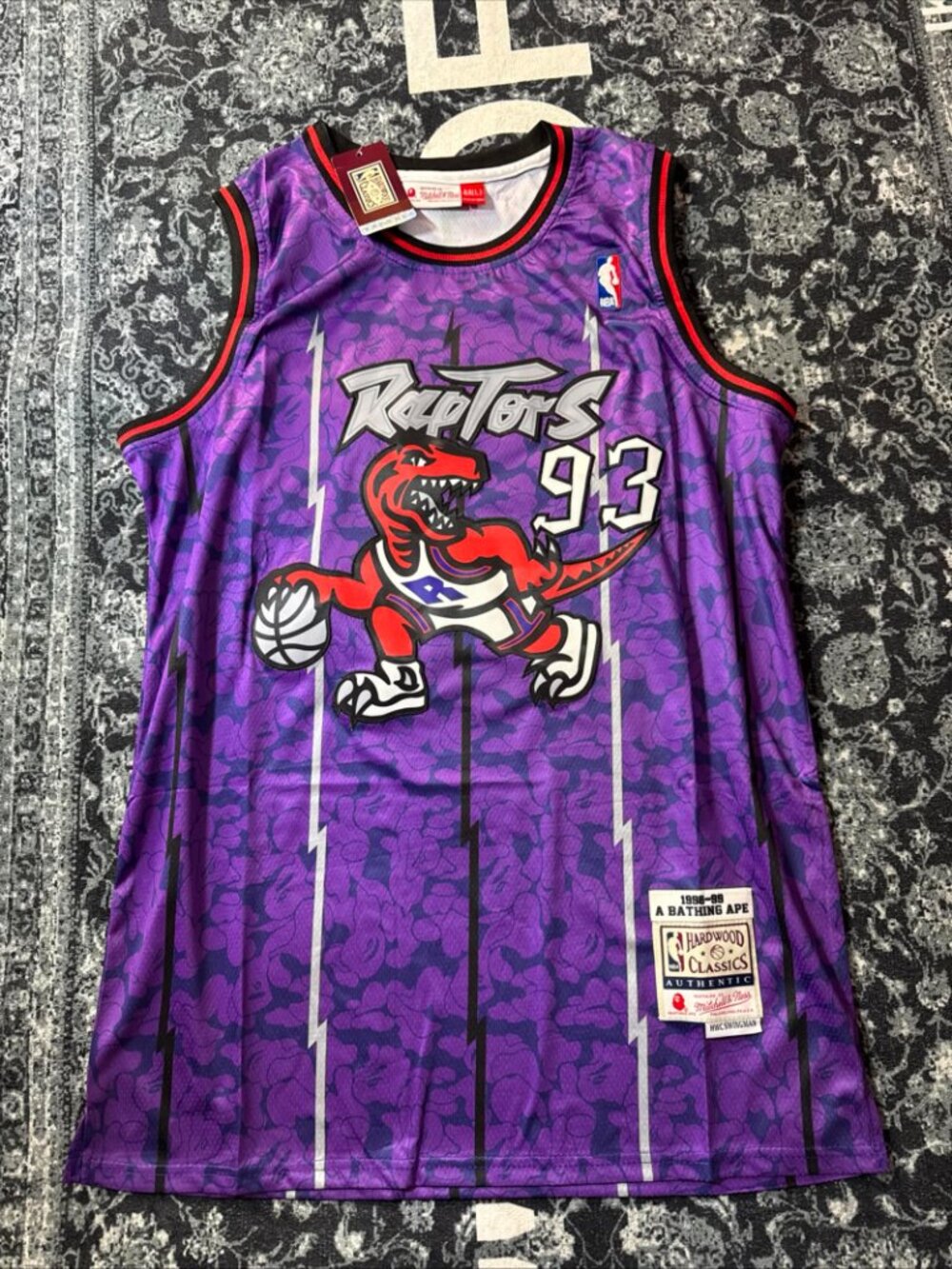 Bape X Raptors Mitchell And Ness Hardwood Classics Jersey Size L
